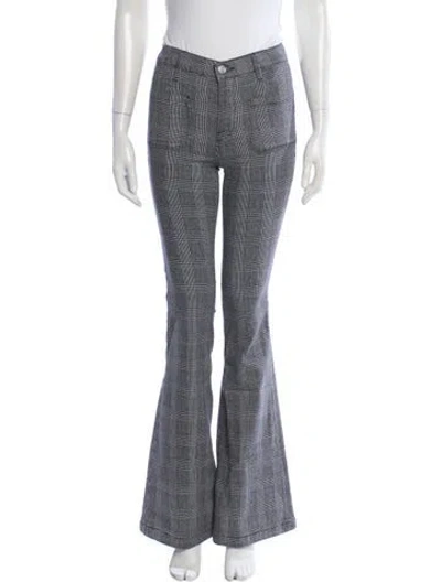 Pre-owned Frame Plaid Print Flared Pants W/ Tags In Gray