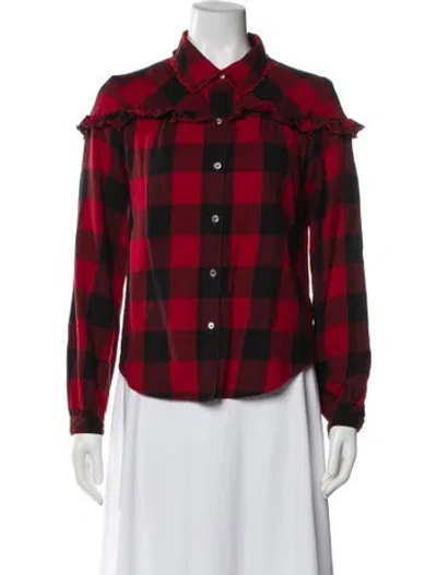 Pre-owned Frame Plaid Print Long Sleeve Blouse In Multi