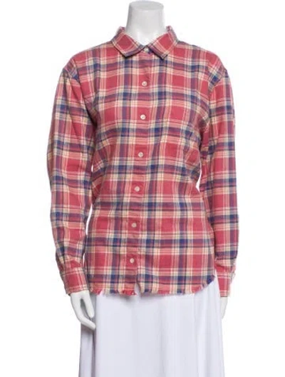 Pre-owned Frame Plaid Print Long Sleeve Button-up Top In Multi