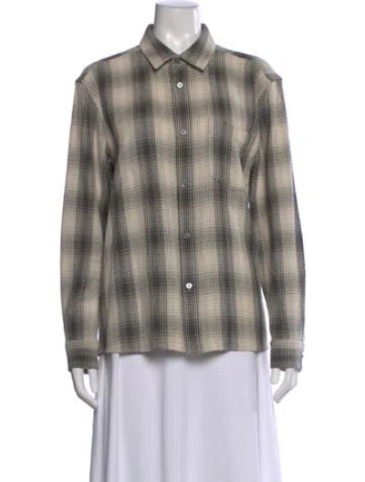 Pre-owned Frame Plaid Print Long Sleeve Button-up Top In Multi