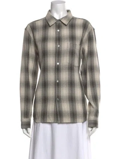 Pre-owned Frame Plaid Print Long Sleeve Button-up Top In Multi