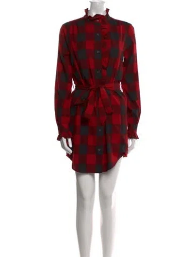 Pre-owned Frame Plaid Print Mini Dress In Red