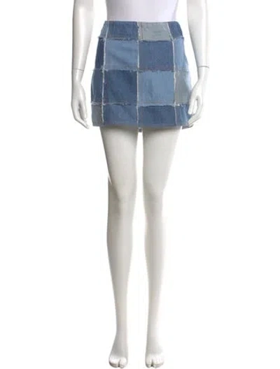 Pre-owned Frame Plaid Print Mini Skirt In Blue