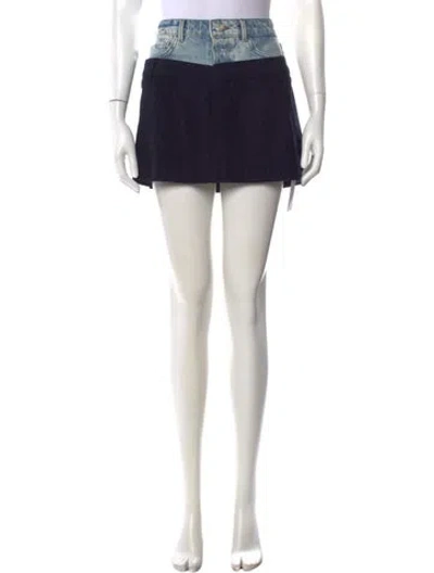 Pre-owned Frame Plaid Print Mini Skirt In Blue