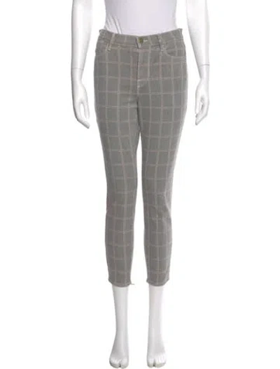 Pre-owned Frame Plaid Print Skinny Leg Pants In Gray
