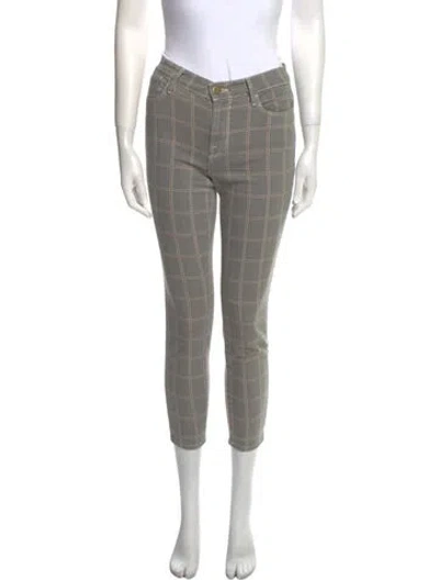 Pre-owned Frame Plaid Print Skinny Leg Pants In Gray