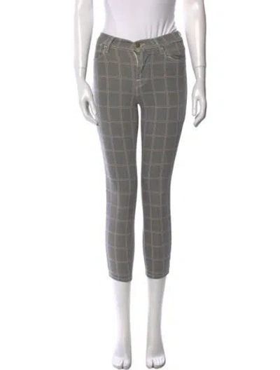 Pre-owned Frame Plaid Print Skinny Leg Pants In Gray