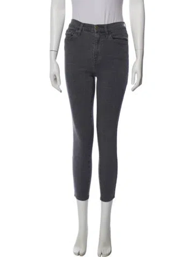 Pre-owned Frame Plaid Print Skinny Leg Pants In Gray