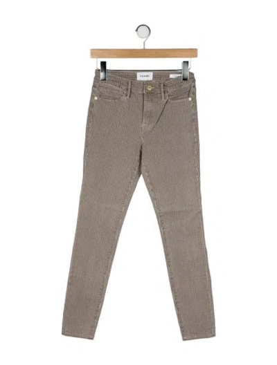 Pre-owned Frame Plaid Print Skinny Leg Pants In Neutral