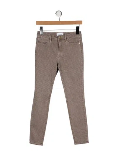 Pre-owned Frame Plaid Print Skinny Leg Pants In Neutrals