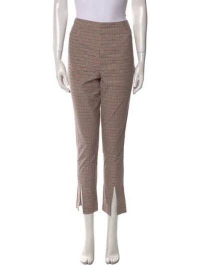 Pre-owned Frame Plaid Print Straight Leg Pants In Brown