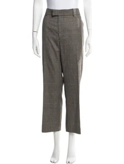 Pre-owned Frame Plaid Print Straight Leg Pants In Brown
