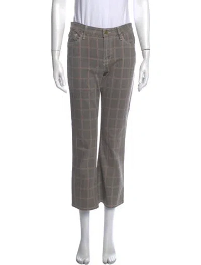 Pre-owned Frame Plaid Print Straight Leg Pants In Gray