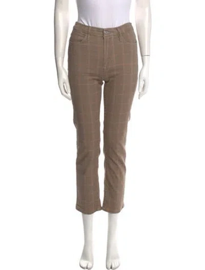 Pre-owned Frame Plaid Print Straight Leg Pants In Neutral