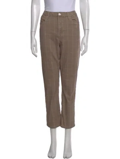 Pre-owned Frame Plaid Print Straight Leg Pants In Neutral