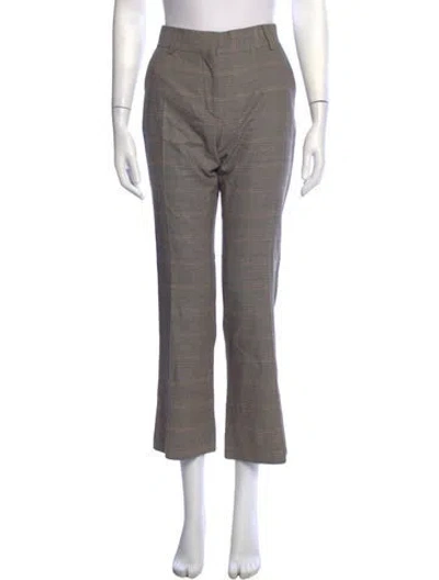 Pre-owned Frame Plaid Print Straight Leg Pants In Neutrals