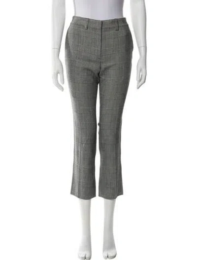 Pre-owned Frame Plaid Print Straight Leg Pants In White