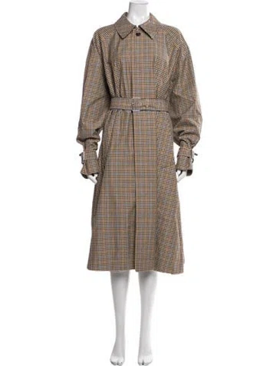 Pre-owned Frame Plaid Print Trench Coat W/ Tags In Brown