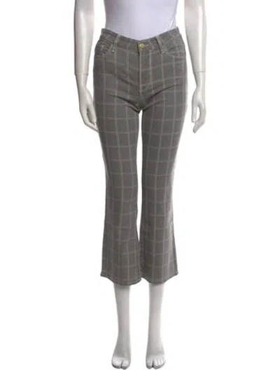 Pre-owned Frame Plaid Print Wide Leg Pants In Gray