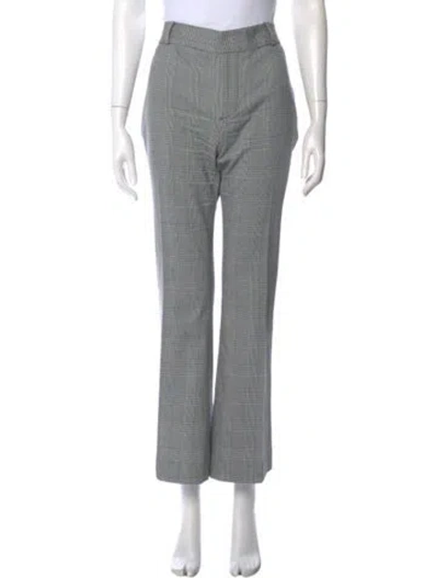 Pre-owned Frame Plaid Print Wide Leg Pants In Gray
