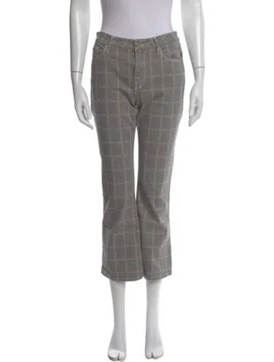 Pre-owned Frame Plaid Print Wide Leg Pants In Gray