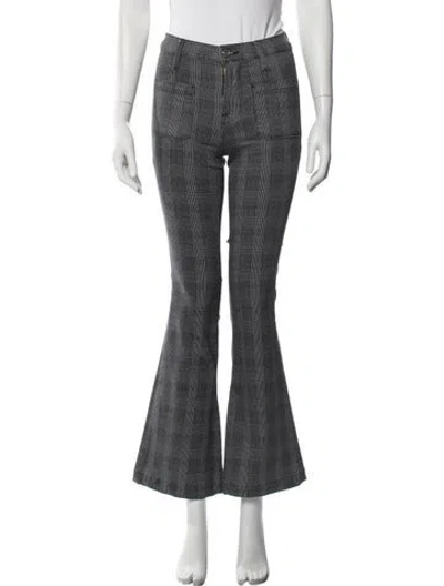 Pre-owned Frame Plaid Print Wide Leg Pants In Grey