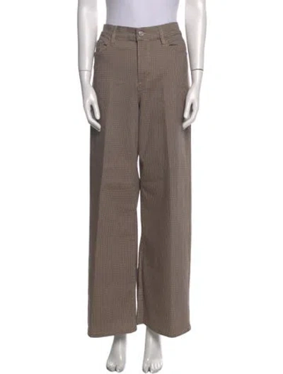 Pre-owned Frame Plaid Print Wide Leg Pants In Neutral