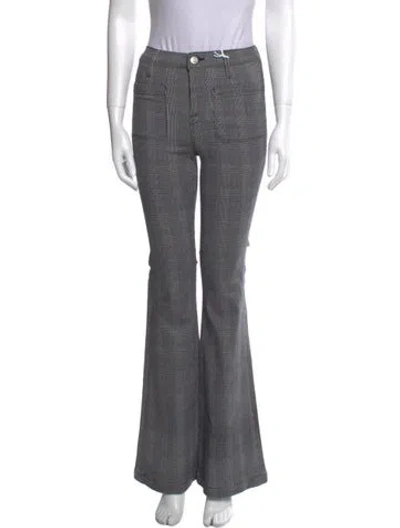 Pre-owned Frame Plaid Print Wide Leg Pants W/ Tags In Gray