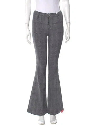 Pre-owned Frame Plaid Print Wide Leg Pants W/ Tags In Gray