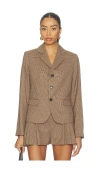 Frame The Plaid Smart Blazer In Brown