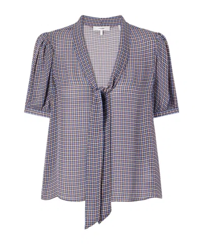 Frame The Sonnet Checked Silk Blouse In Brown