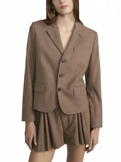 FRAME PLAID SMART BLAZER IN BROWN MULTI