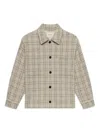 Frame Checked Wool-blend Overshirt In Metallic