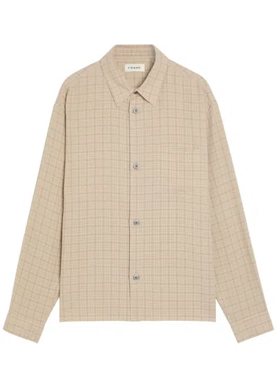 Frame Plaid Woven Shirt In Brown