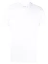 Frame Ribbed Crew-neck Cotton T-shirt With Short Sleeves In White