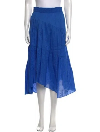 Pre-owned Frame Pleated Accents Midi Length Skirt In Blue