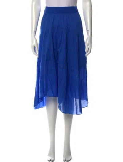 Pre-owned Frame Pleated Accents Midi Length Skirt In Blue