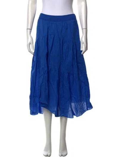 Pre-owned Frame Pleated Accents Midi Length Skirt In Blue