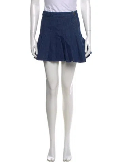 Pre-owned Frame Pleated Accents Mini Skirt In Blue