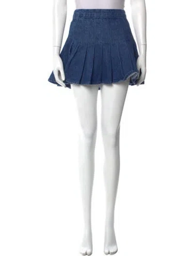 Pre-owned Frame Pleated Accents Mini Skirt In Blue