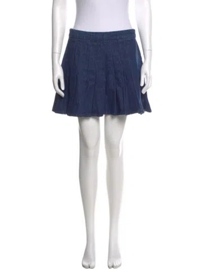 Pre-owned Frame Pleated Accents Mini Skirt In Blue
