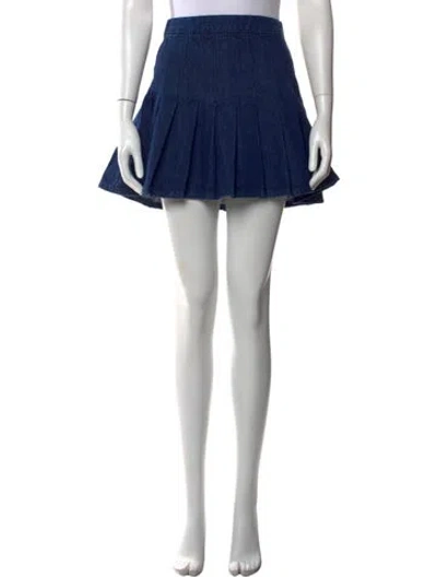 Pre-owned Frame Pleated Accents Mini Skirt In Blue