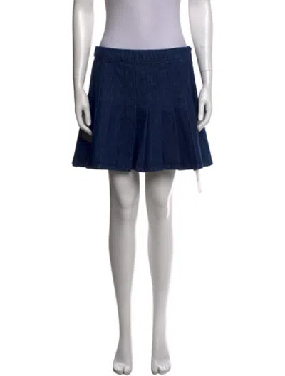 Pre-owned Frame Pleated Accents Mini Skirt In Blue