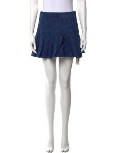 Pre-owned Frame Pleated Accents Mini Skirt In Blue