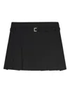 Frame Pleated Belted Mini Skirt In Black
