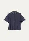 Frame Pintuck Front Button Top In Navy