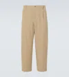 Frame Pleated Cotton Straight Pants In Dove