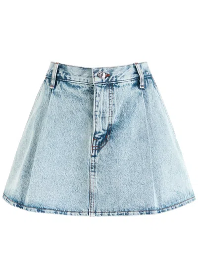 FRAME FRAME PLEATED DENIM MINI SKIRT