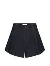 Frame The Structural Pleated Denim Shorts In Black