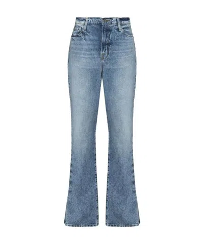 Frame Pleated-detail Flared Jeans In Gray